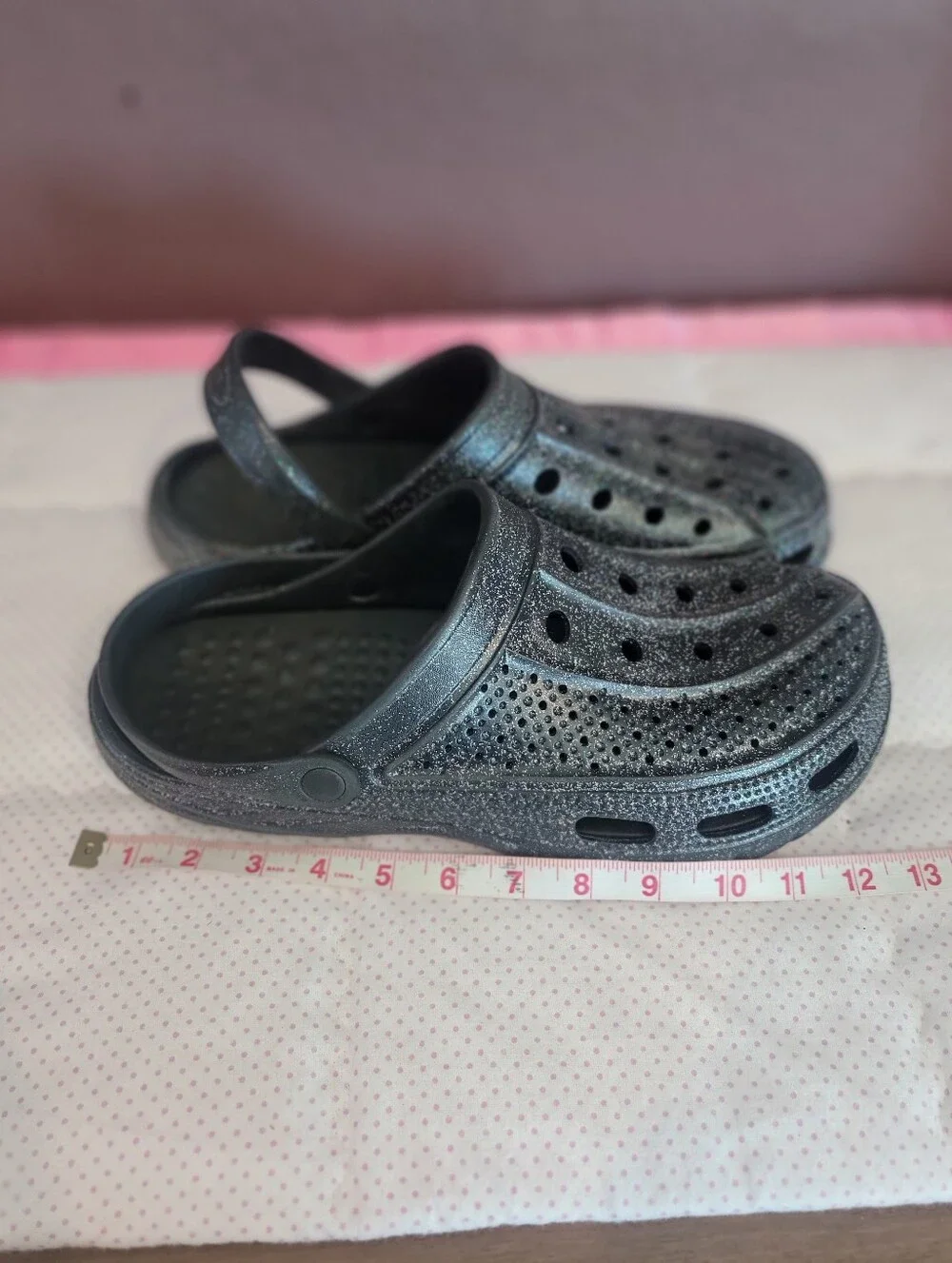 Black Glitter Sparkle Unisex Clogs Slip On Shoes Men's 10/Women's 12
